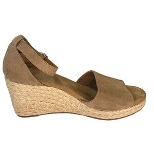 Style & Co Women’s Tan Espadrille Wedge Sandals 9M Open Toe Suede Ankle Strap